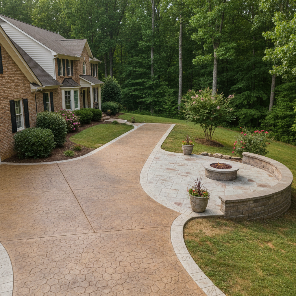 Completed decorative concrete work at a residential property in Kingsport, TN