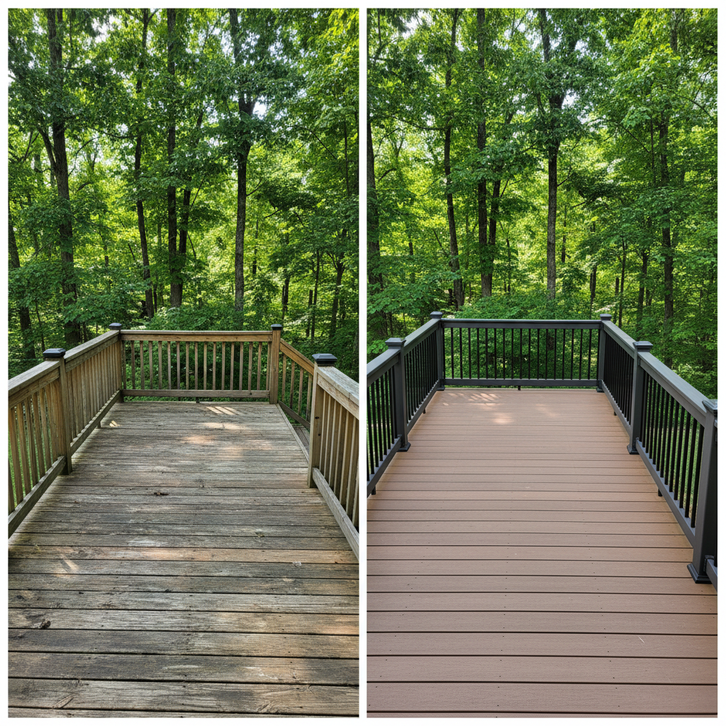 Completed composite decks work at a residential property in Sevierville, TN