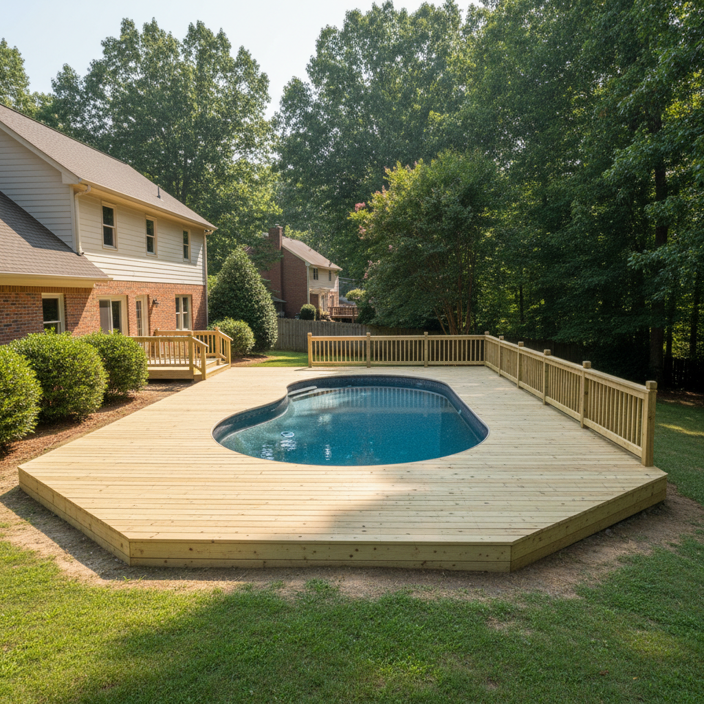 Completed pool decks work at a residential property in Norris, TN