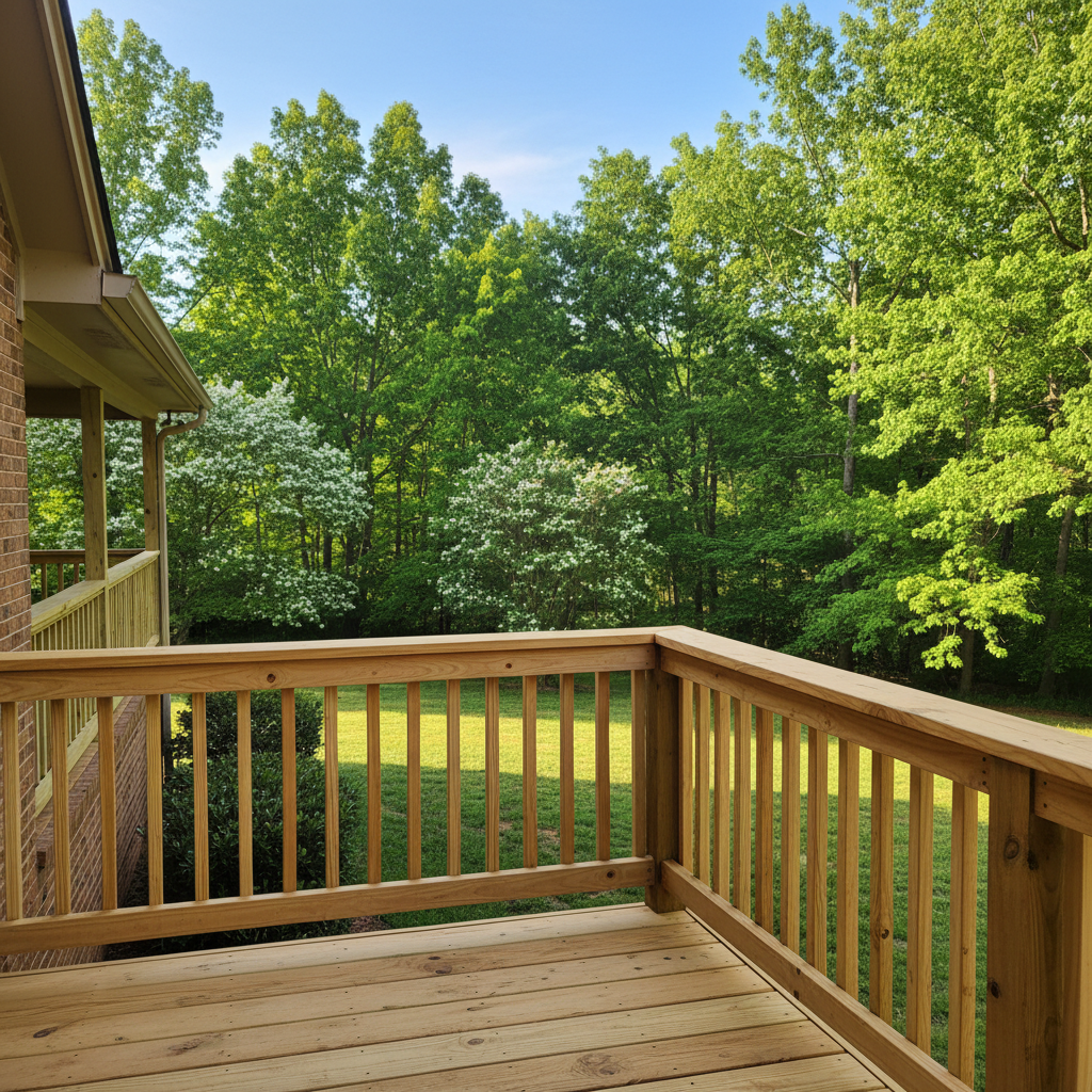 Completed deck railing installation work at a residential property in Oak Ridge, TN