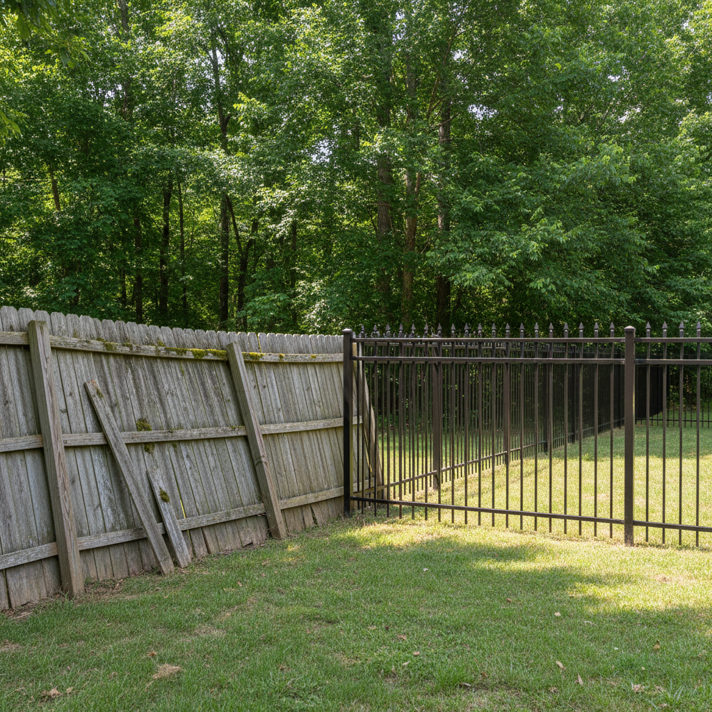 Completed aluminum fence installation work at a residential property in Farragut, TN