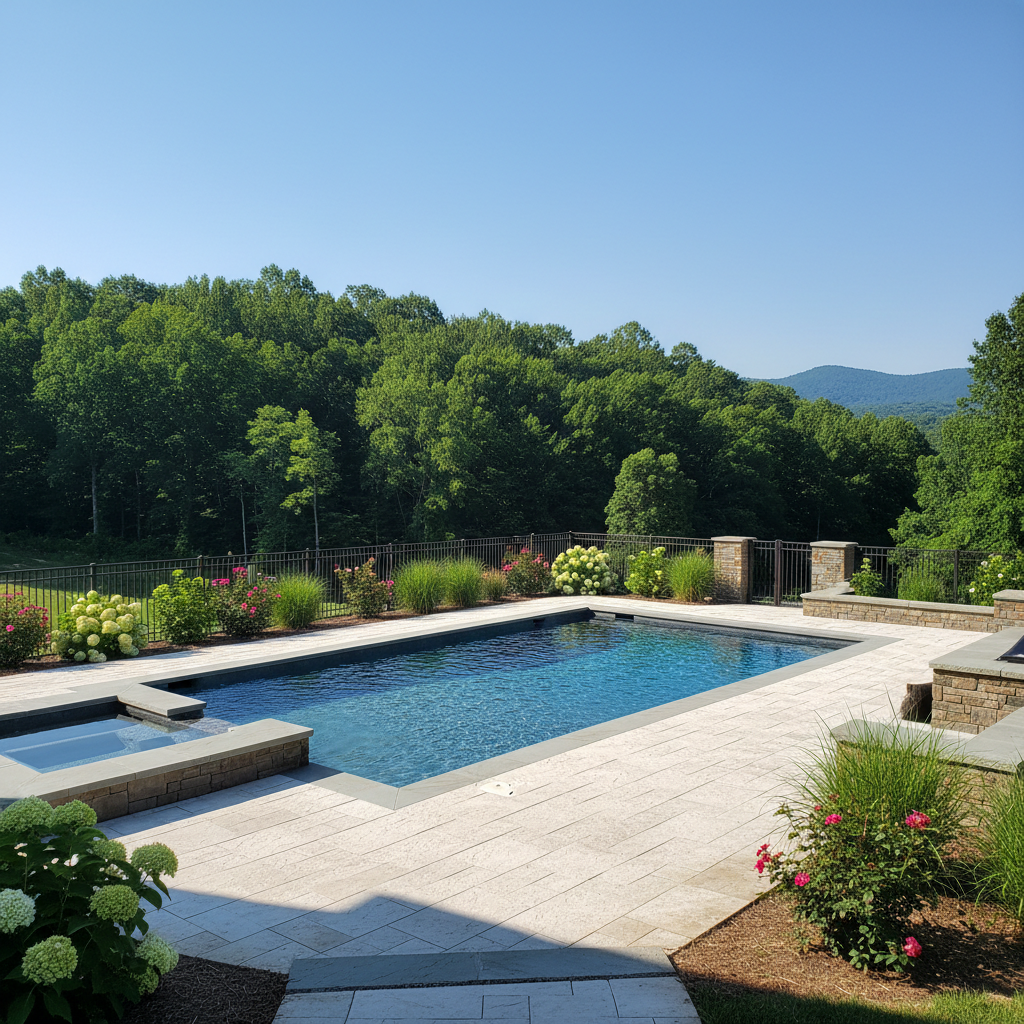 Completed pool renovation services work at a residential property in Knoxville, TN