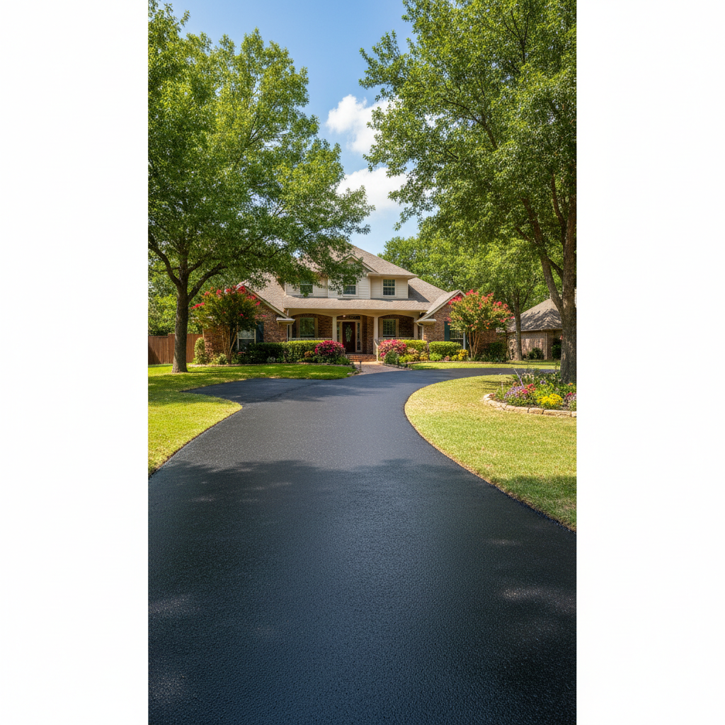 Completed asphalt paving work at a residential property in Irving, TX