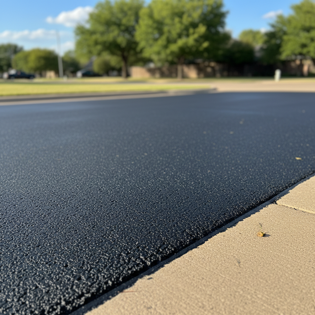 Completed asphalt sealcoating work at a residential property in Mesquite, TX