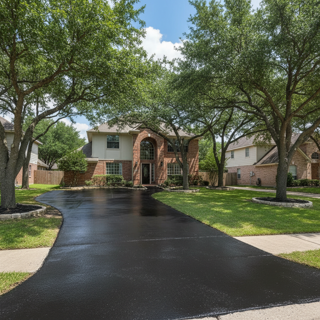 Completed slurry coating work at a residential property in Sugar Land, TX