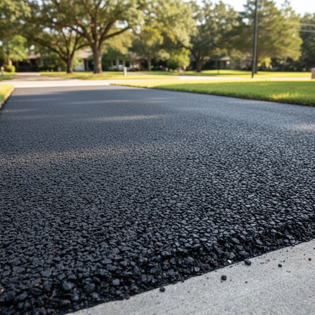 Completed residential asphalt work at a residential property in Leander, TX