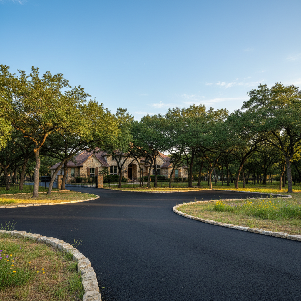 Completed commercial asphalt work at a residential property in New Braunfels, TX