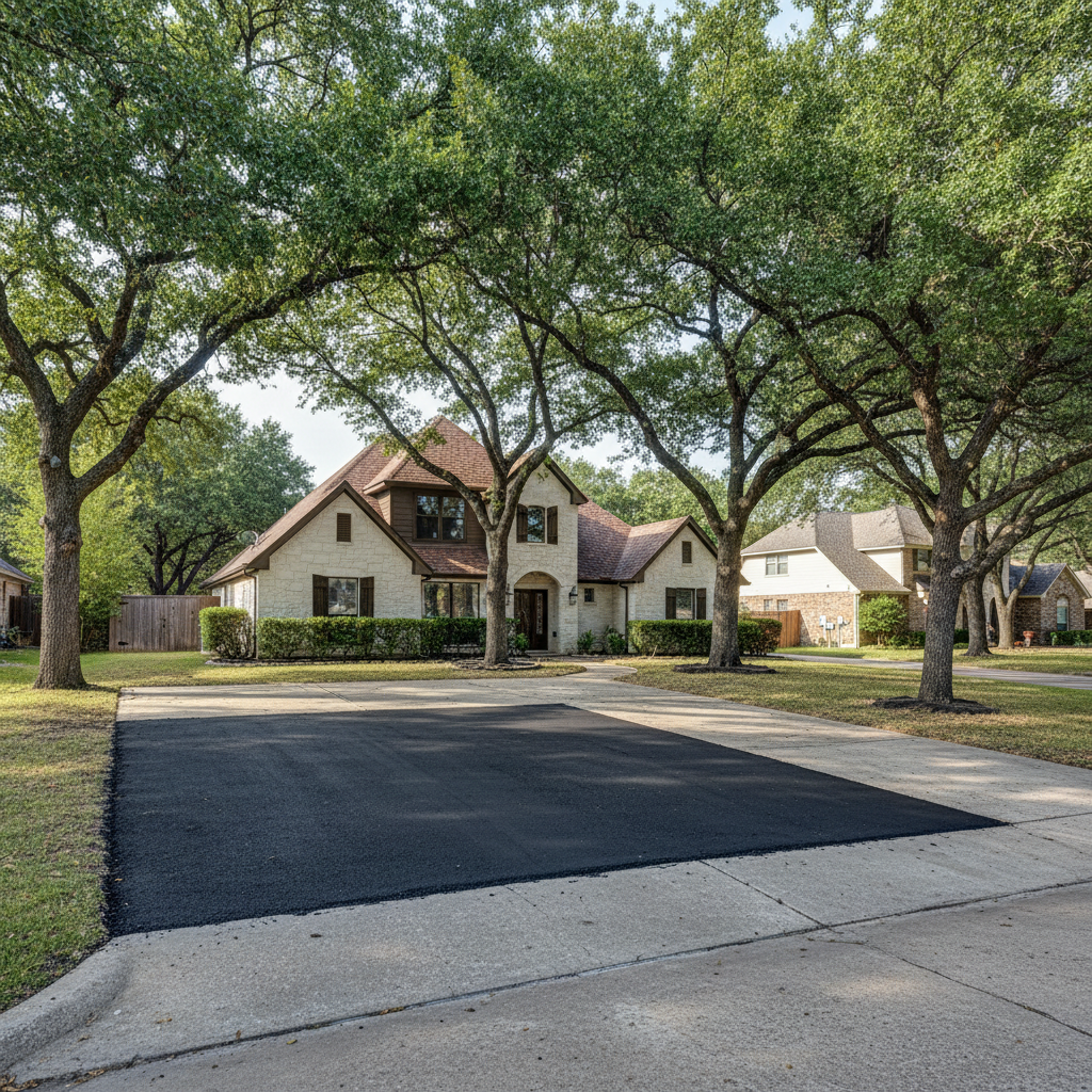Completed asphalt patching work at a residential property in Fredericksburg, TX