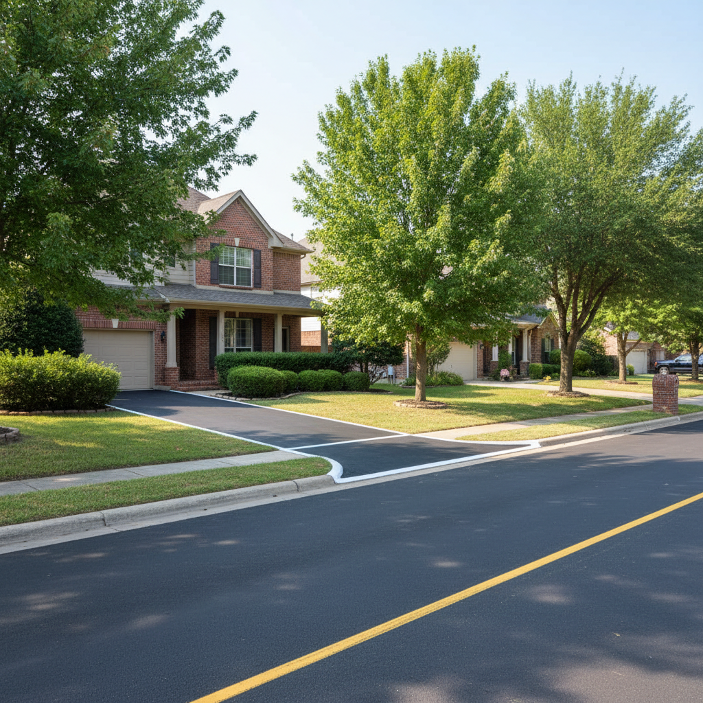 Completed asphalt striping work at a residential property in Bryan, TX