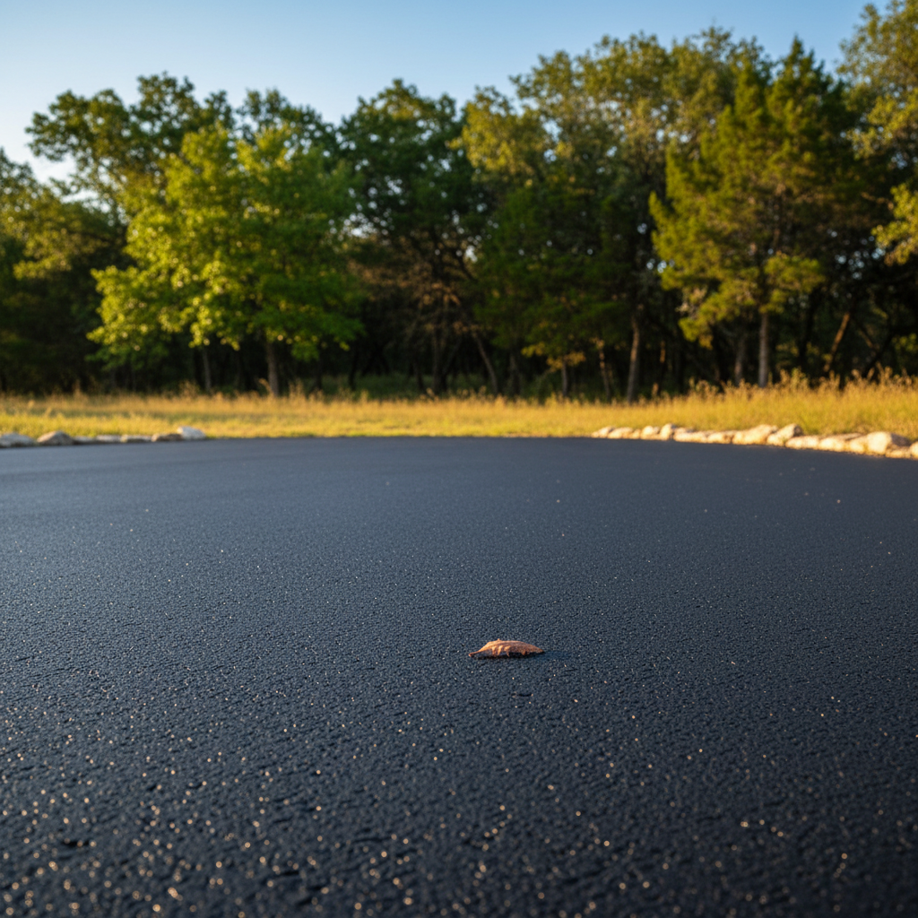 Completed asphalt sealcoating work at a residential property in San Marcos, TX