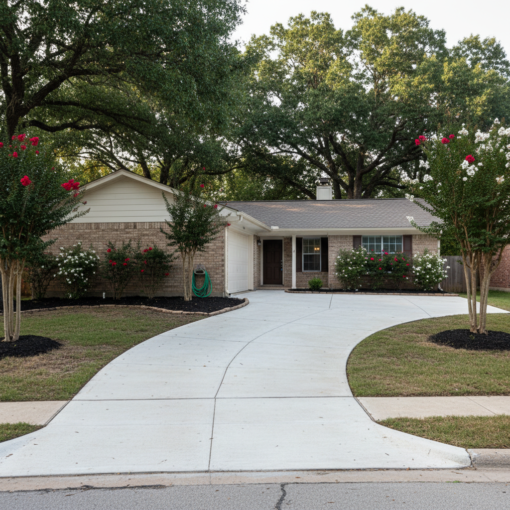 Completed concrete installation work at a residential property in Carrollton, TX
