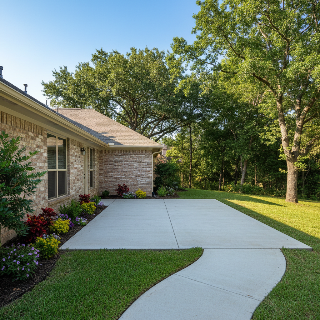 Completed concrete flatwork work at a residential property in Carrollton, TX