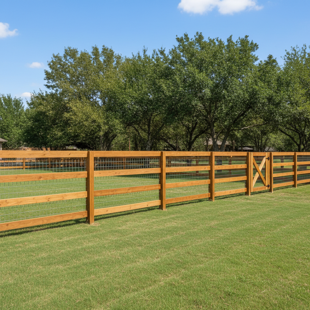 Completed farm fencing work at a residential property in New Braunfels, TX