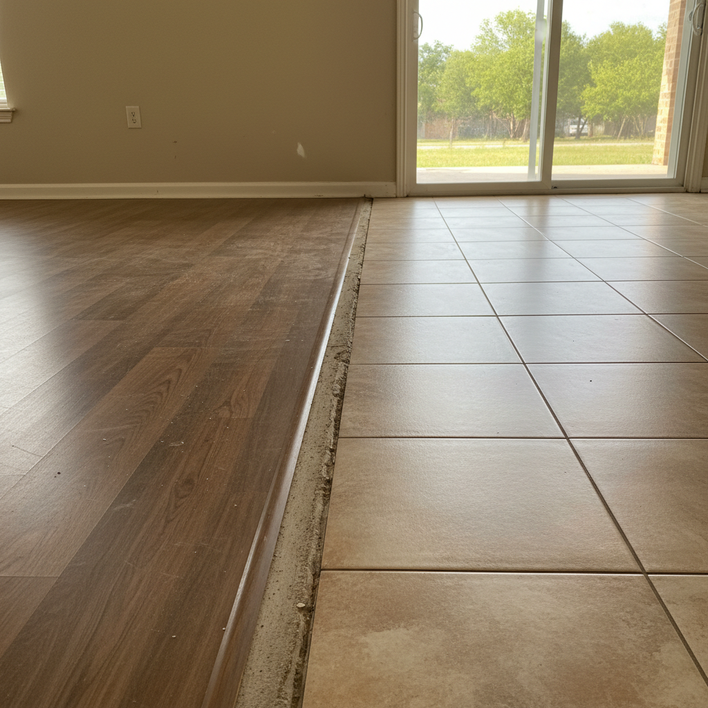 Completed tile flooring work at a residential property in San Antonio, TX