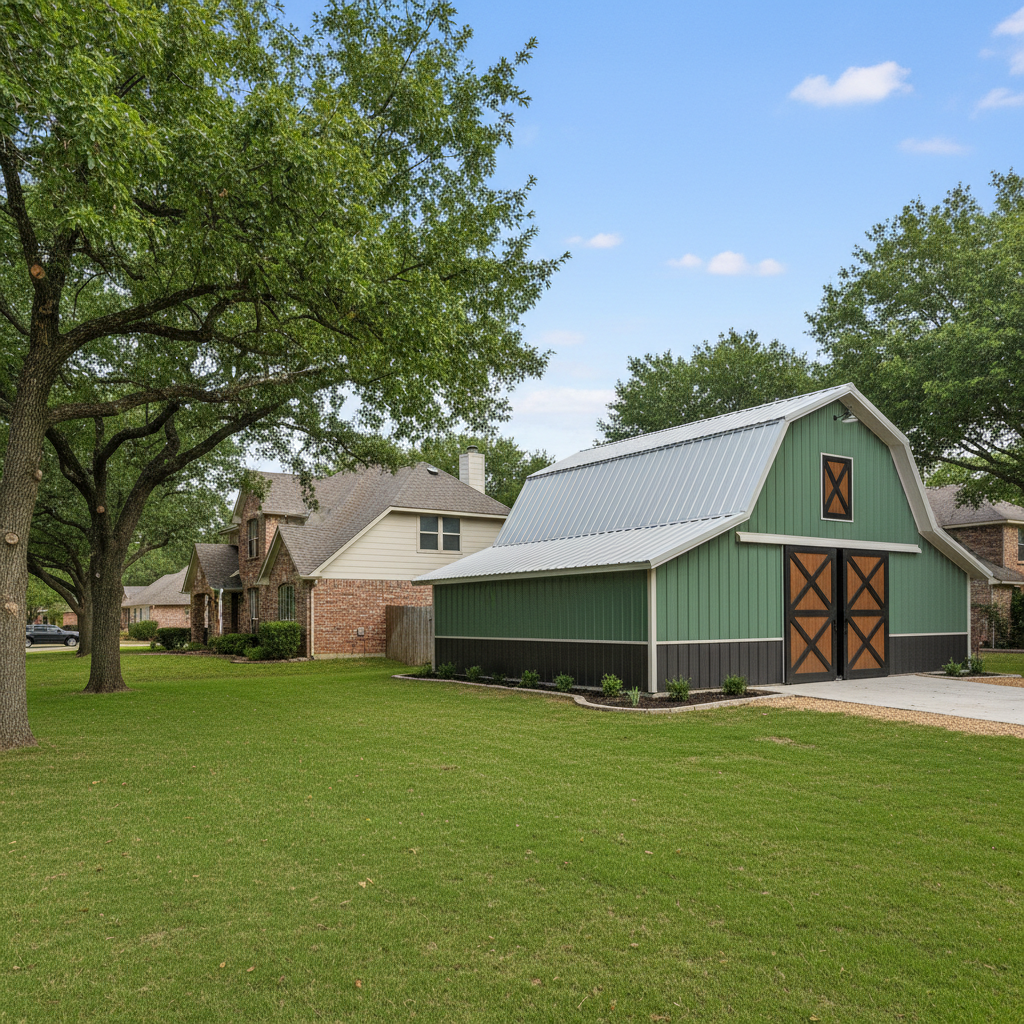 Completed residential pole barns work at a residential property in Dallas, TX