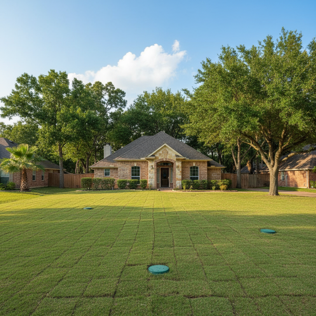 Completed drain field services work at a residential property in Sugar Land, TX