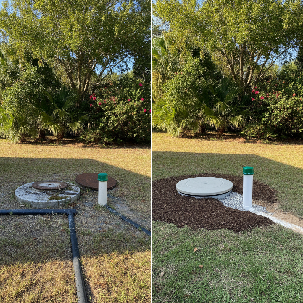 Completed septic system inspection work at a residential property in Sugar Land, TX