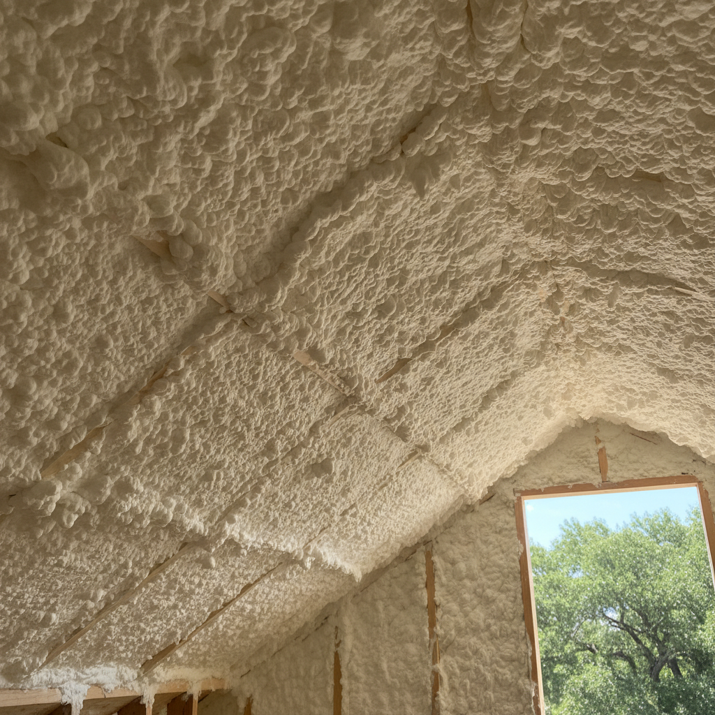 Completed open cell spray foam work at a residential property in Mansfield, TX