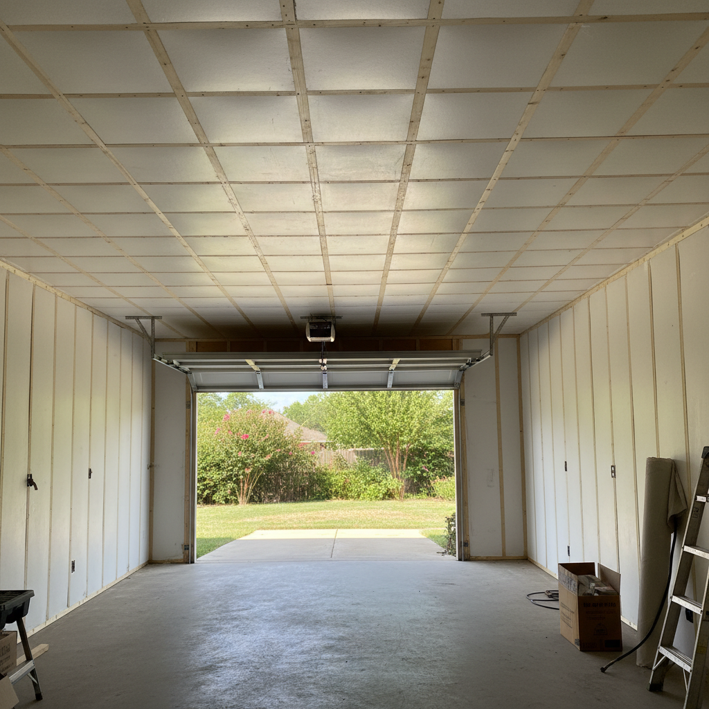 Completed garage insulation work at a residential property in Midlothian, TX