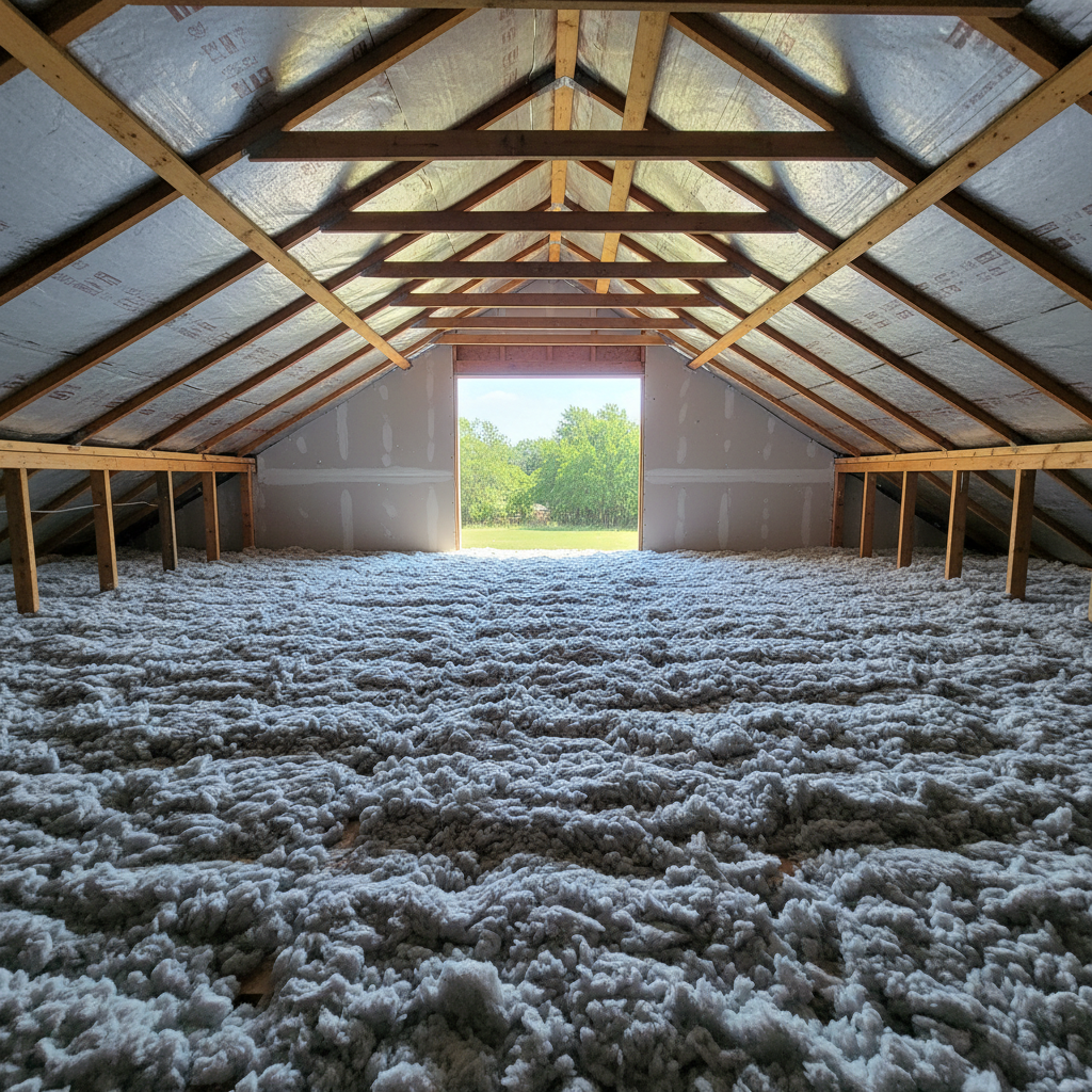 Completed blown-in insulation work at a residential property in Mansfield, TX