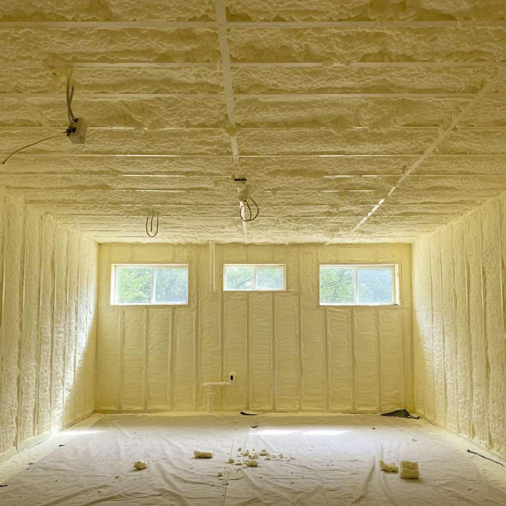 Completed basement insulation work at a residential property in Mansfield, TX