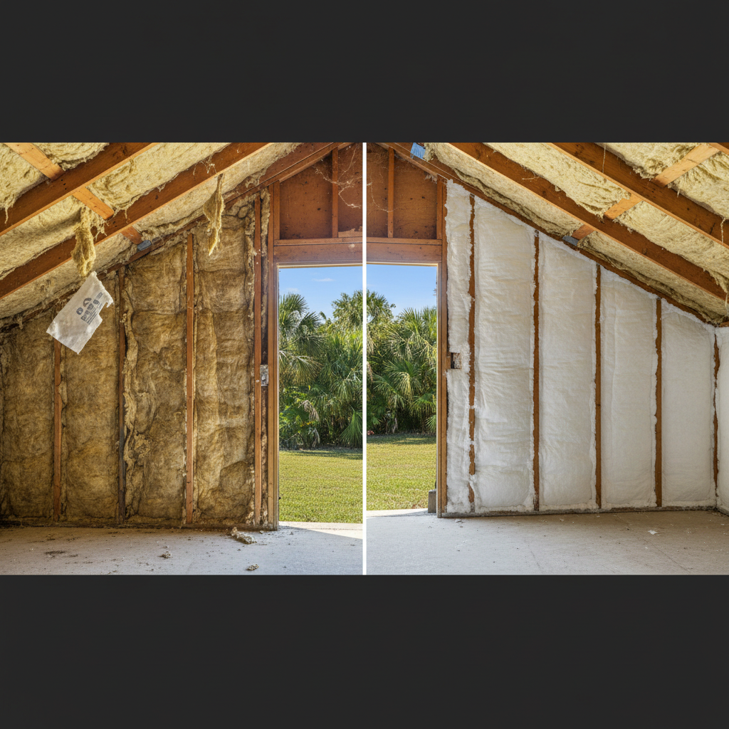 Completed garage insulation work at a residential property in Dallas, TX