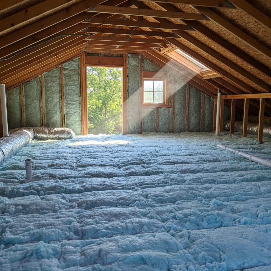 Completed attic insulation work at a residential property in Dallas, TX