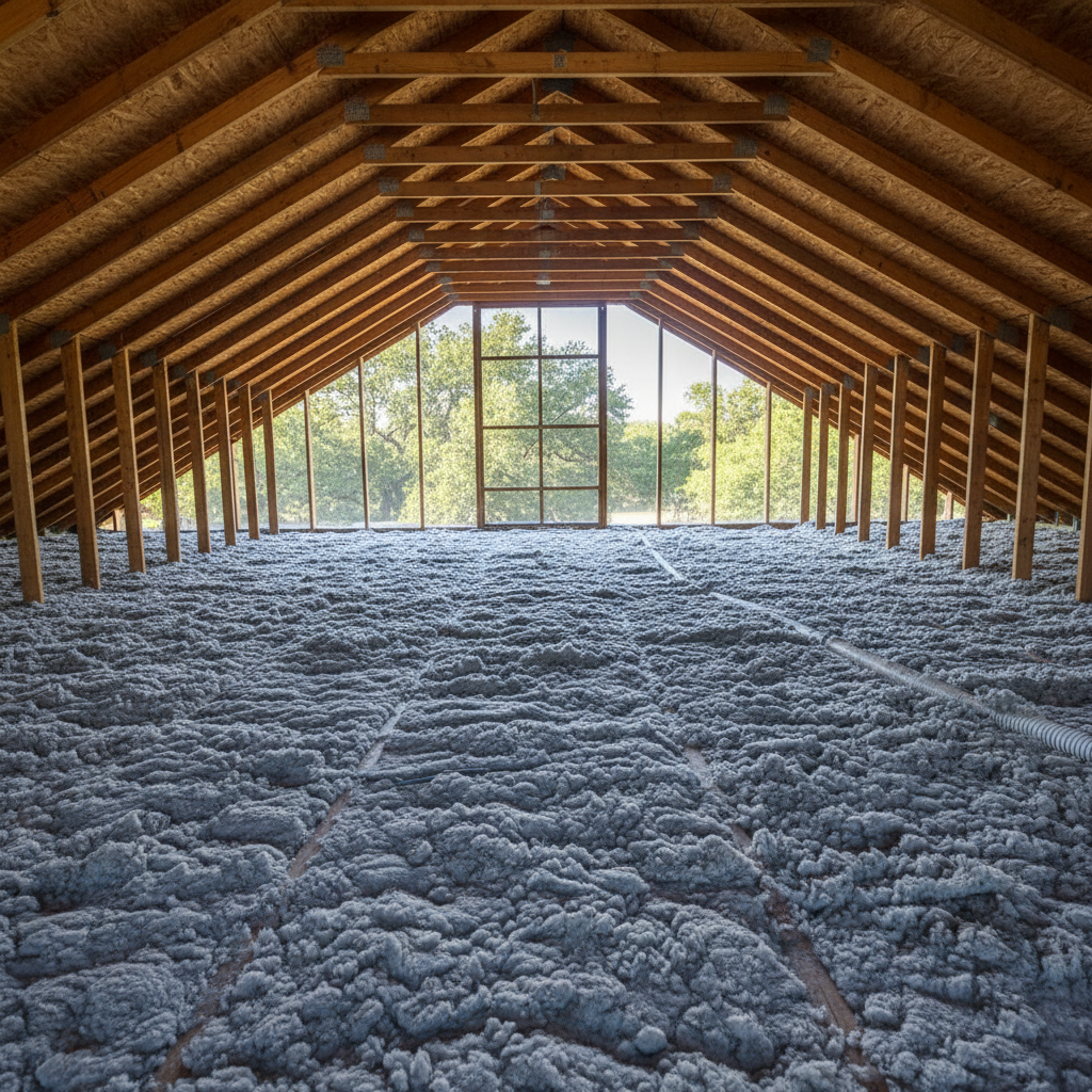 Completed blown-in insulation work at a residential property in Dallas, TX