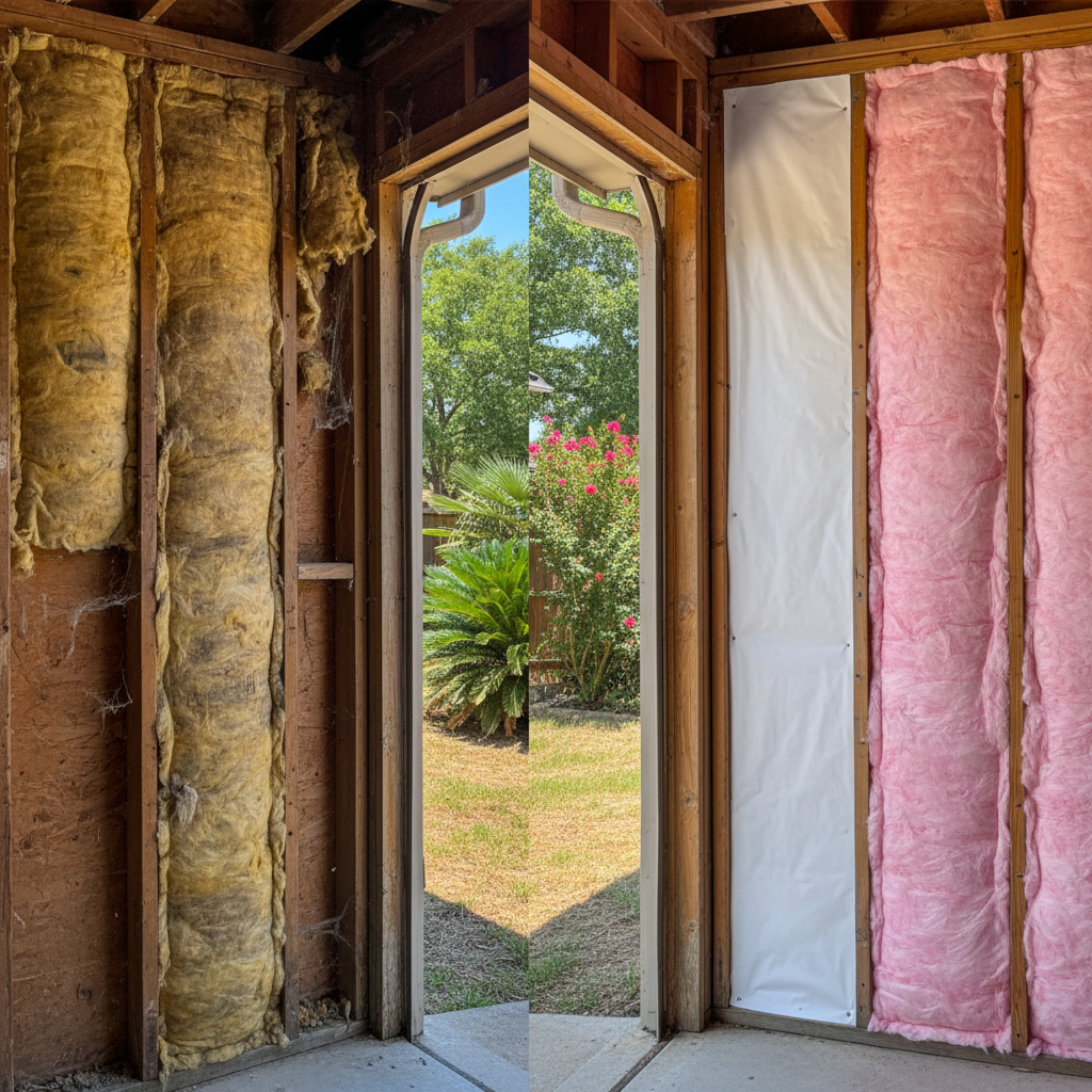 Completed garage insulation work at a residential property in Fort Worth, TX