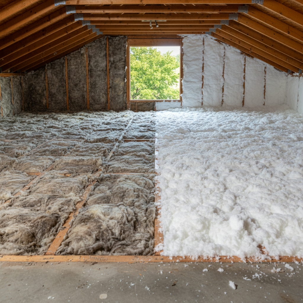 Completed blown-in insulation work at a residential property in Dallas, TX