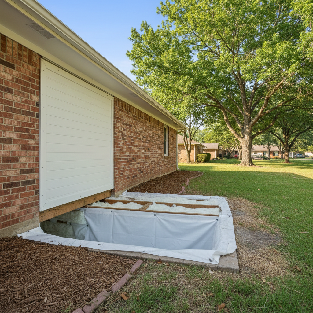 Completed crawl space insulation work at a residential property in Fort Worth, TX