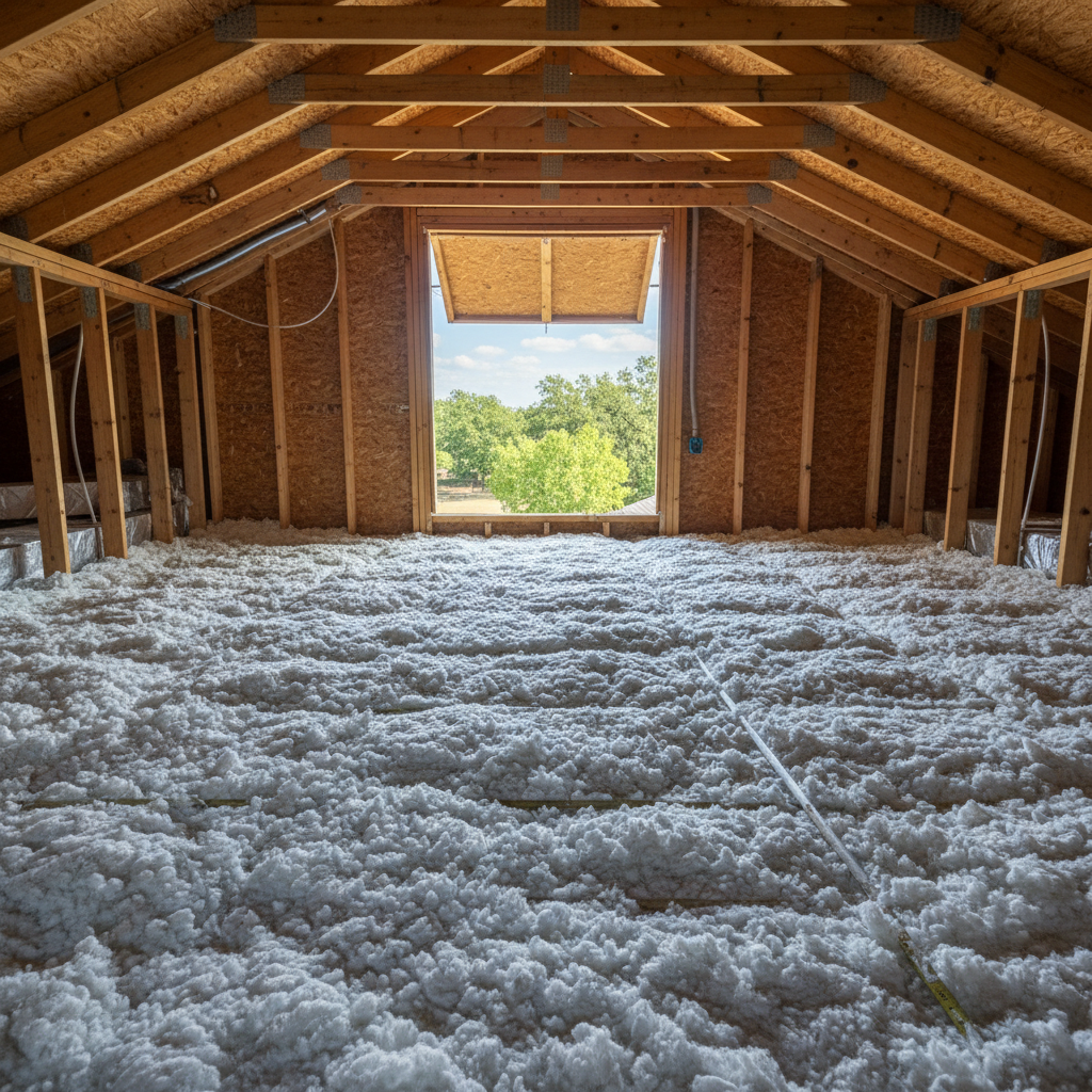Completed blown-in insulation work at a residential property in Fort Worth, TX