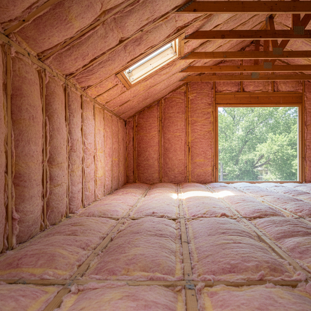Completed batt insulation installation work at a residential property in Fort Worth, TX