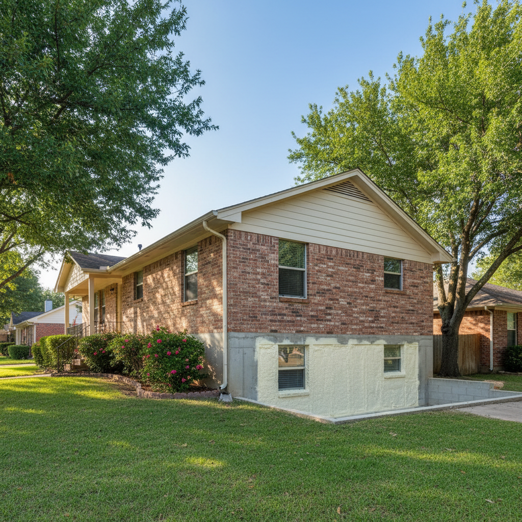 Completed basement insulation work at a residential property in Irving, TX