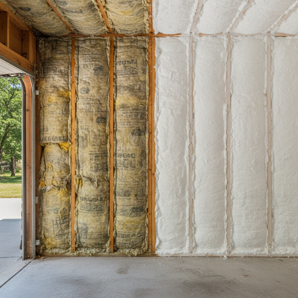 Completed garage insulation work at a residential property in Waxahachie, TX