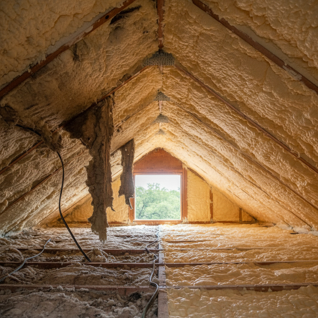Completed closed cell spray foam work at a residential property in Irving, TX