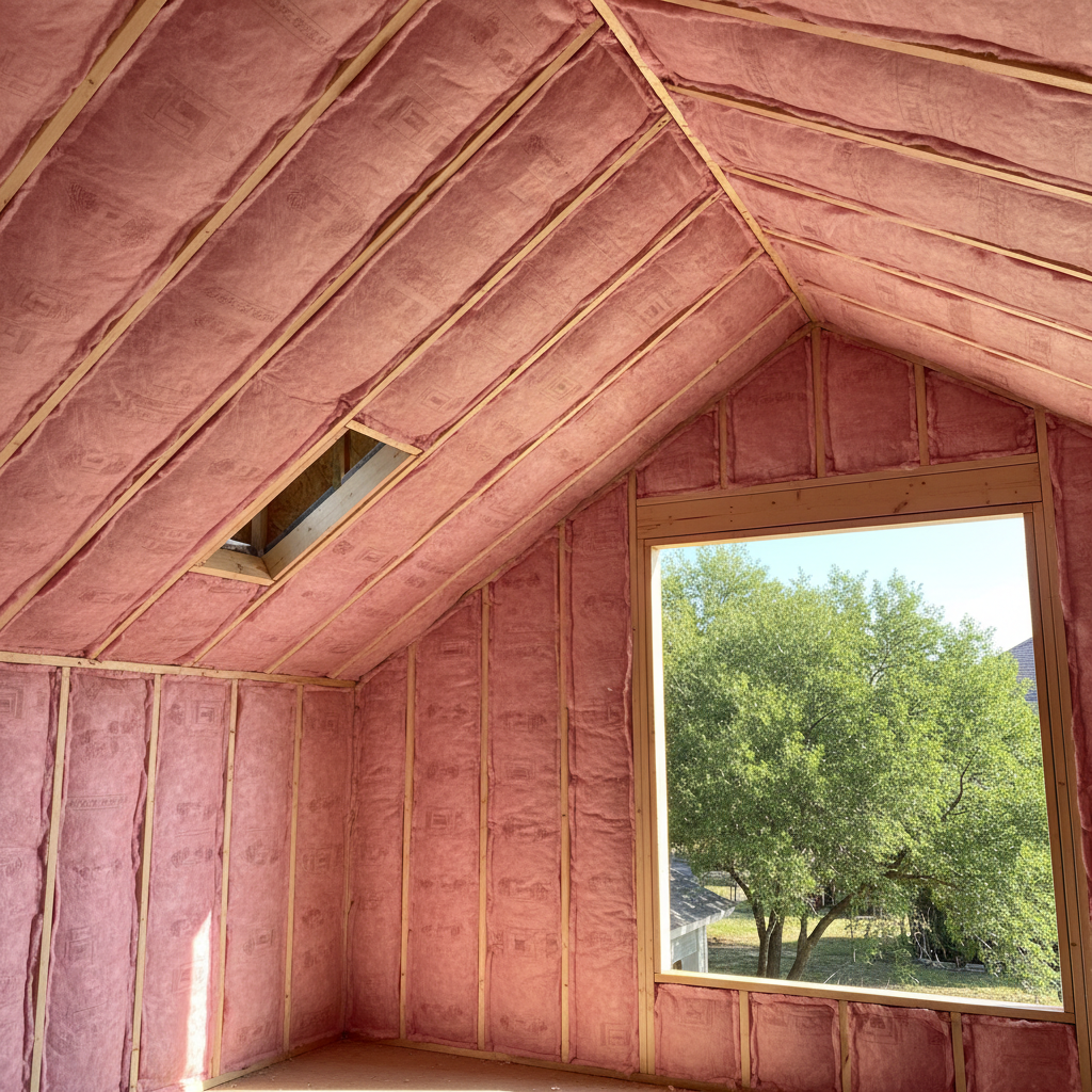 Completed batt insulation installation work at a residential property in Irving, TX