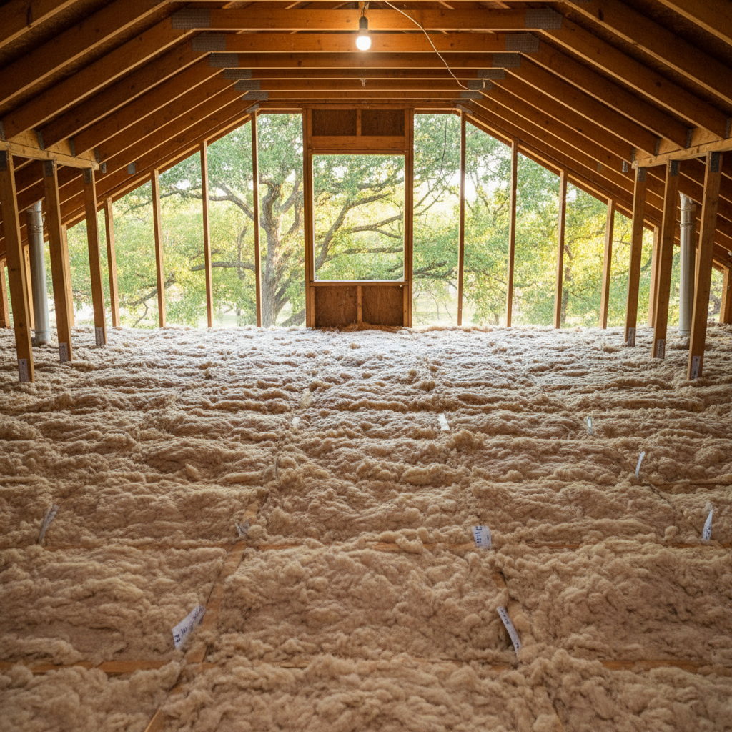 Completed blown-in insulation work at a residential property in Waxahachie, TX