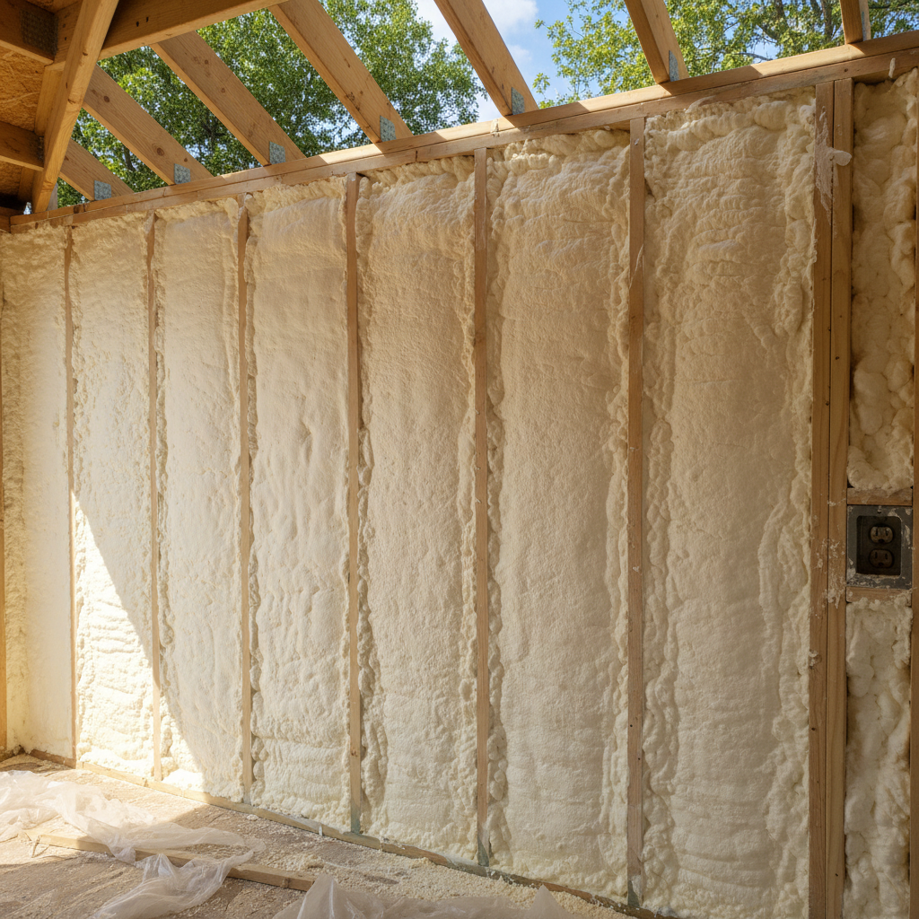 Completed shed insulation work at a residential property in Waxahachie, TX