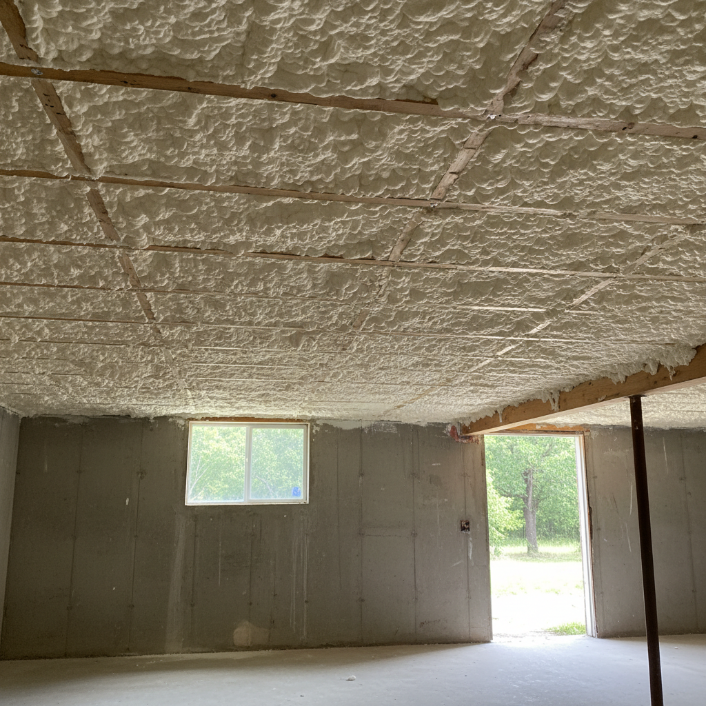 Completed basement insulation work at a residential property in Irving, TX