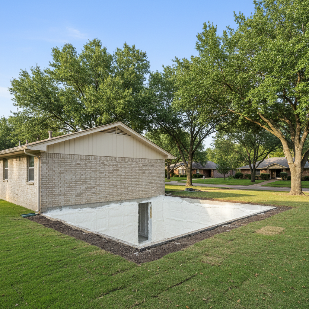 Completed basement insulation work at a residential property in Grand Prairie, TX