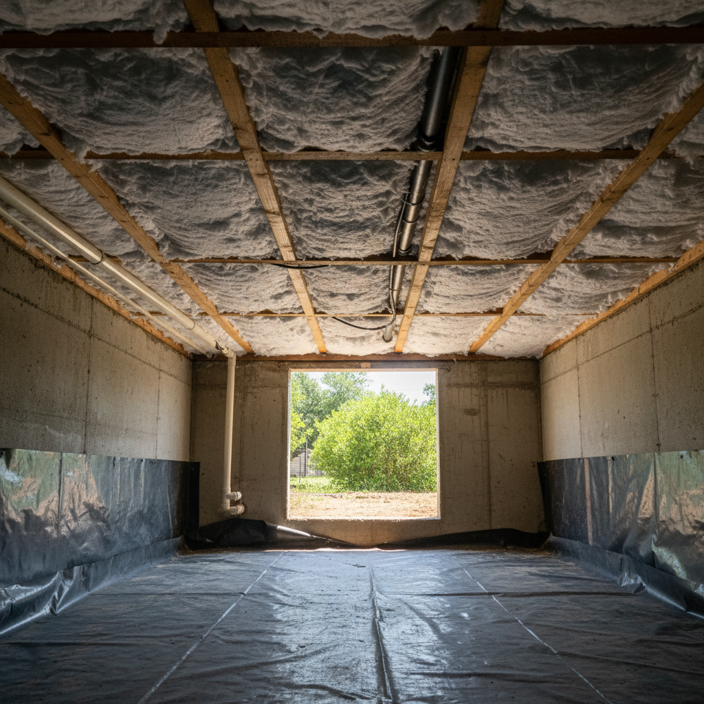 Completed crawl space insulation work at a residential property in Waxahachie, TX