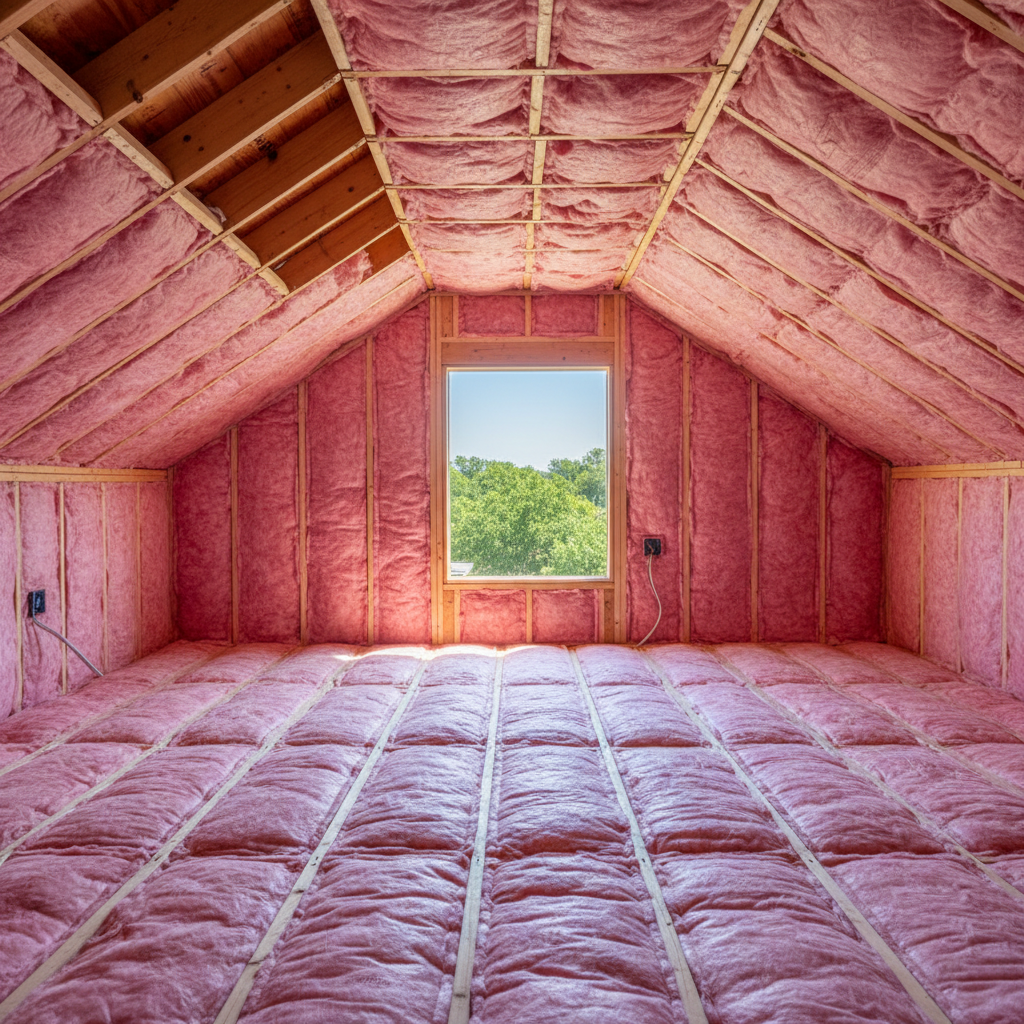 Completed batt insulation installation work at a residential property in Grand Prairie, TX