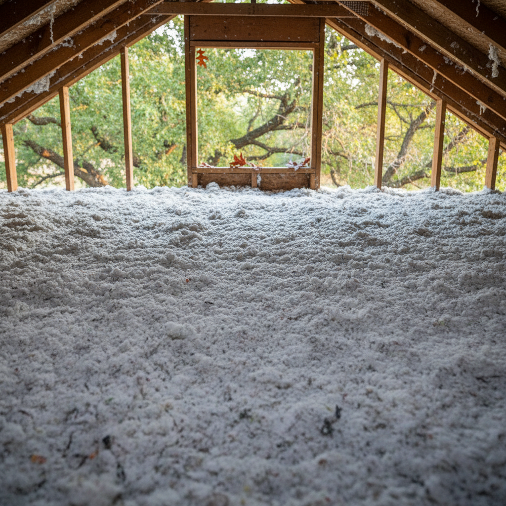Completed attic insulation work at a residential property in Grand Prairie, TX
