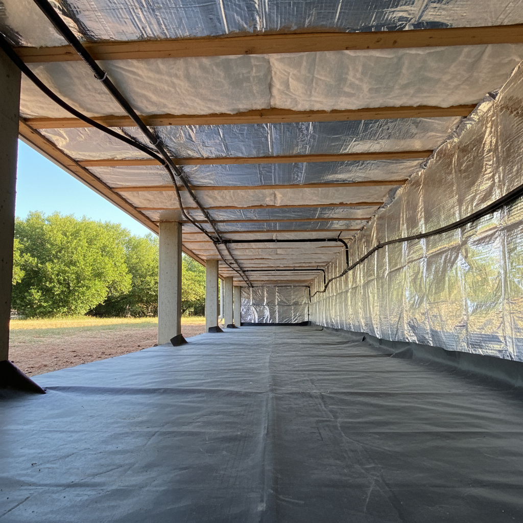 Completed crawl space insulation work at a residential property in Grand Prairie, TX