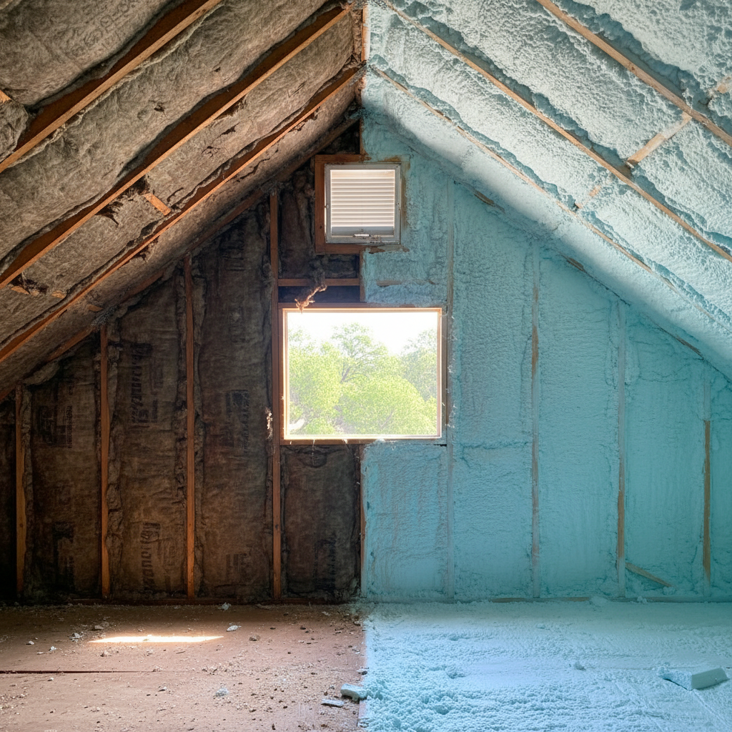 Completed closed cell spray foam work at a residential property in Grand Prairie, TX