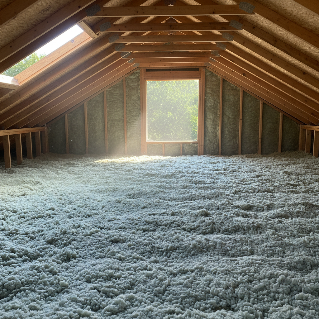 Completed blown-in insulation work at a residential property in Grand Prairie, TX