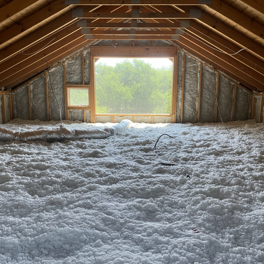 Completed blown-in insulation work at a residential property in San Antonio, TX