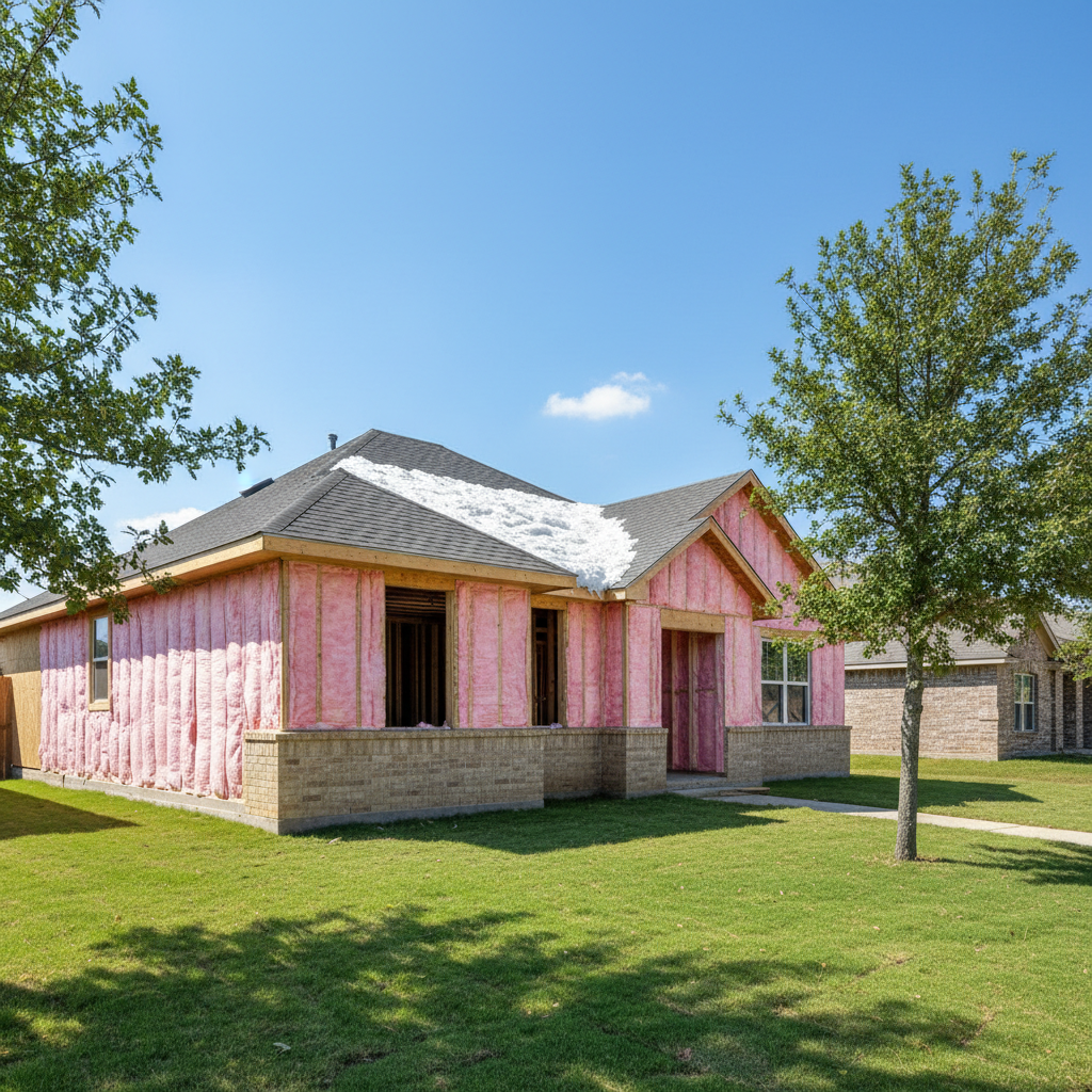 Completed batt insulation installation work at a residential property in DeSoto, TX