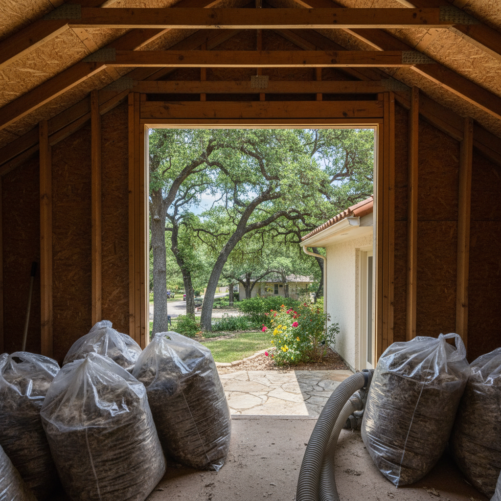 Completed insulation removal work at a residential property in San Antonio, TX
